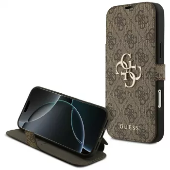 Guess Book 4G Metal Logo vāciņš iPhone 18 Pro Max / 17 Pro Max - Brūns