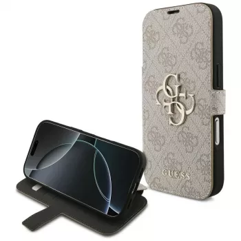 Guess Book 4G Metal Logo Folio Maciņš iPhone 16 Pro / 17 Pro - Rozā