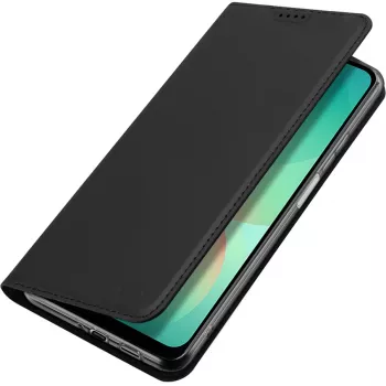 Nevox Vario Series Book Case Samsung Galaxy A27 5G – melns PU ādas maciņš ar karšu kabatām, nodalījumu skaidrai naudai un statīva funkciju