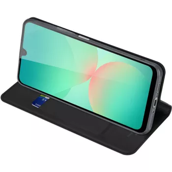Nevox Vario Series Book Case Samsung Galaxy A27 5G – melns PU ādas maciņš ar karšu kabatām, nodalījumu skaidrai naudai un statīva funkciju
