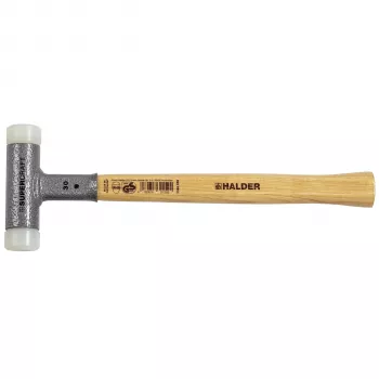 Halder SUPERCRAFT Āmurs H 30 ar vibrāciju slāpējošu rokturi, 30 mm galvas diametrs, balta speciālā neilona virsma, vidēji cieta, tērauda korpuss