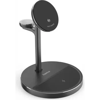 Hama 3-in-1 Qi2 bezvadu lādētājs, 15W, melns