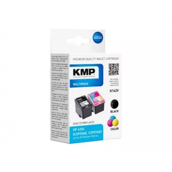 KMP 1741.400500 MultiPack melnās un trīskrāsu tintes kasetnes saderīgas ar HP 62XL (C2P05AE/C2P07AE) - 2 iepakojums