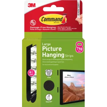 3M Command līmējamās sloksnes lielās, 4 gab., melnas (7100337186)
