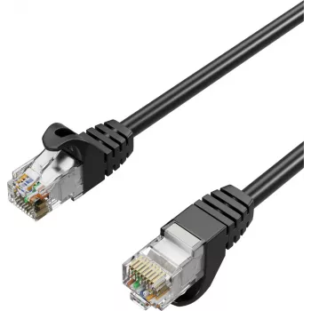 ShiverPeaks Cat7 S/FTP PUR Patch kabelis, melns, 0,5 m, RJ45, 10 Gigabit Ethernet, 600 MHz
