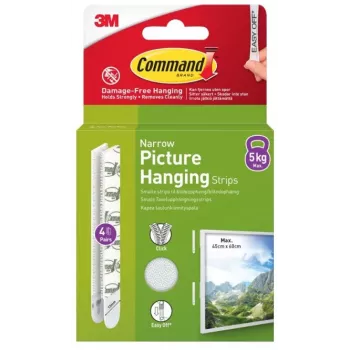 3M Command līmējamās sloksnes šaurās, 4 gab., baltas (7100337191)