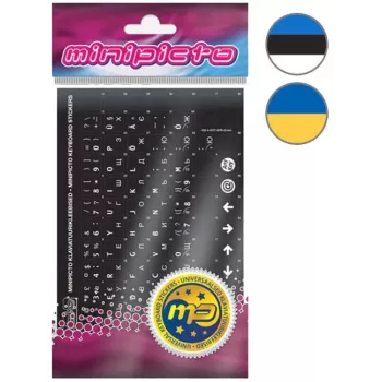 Kolm Lõvi Minipicto iglīmējošas uzlīmes tastatūrai igauņu/ukraiņu alfabētam (KB-UNI-ESTUKR02TW-BL)