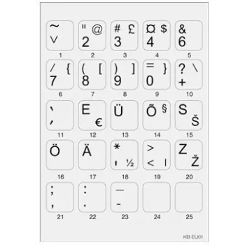 Minipicto tastatūras uzlīmes, pelēka/melna (KB-EU-01GRY)