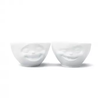 FIFTYEIGHT PRODUCTS Bļodu komplekts 200ml - Smiekli un Acumirkšķis, Balts (2 gab.)