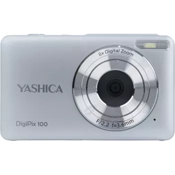 Yashica DigiPix 100 kompaktā digitālā kamera, 8 MP, 2,4 collu IPS ekrāns, sudraba (YAS-DG100PP-SV)