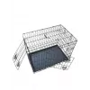 Salokāms suņu būris 76x48x54 cm – izturīga tērauda stieple, divas durvis, izņemama paplāte, melns