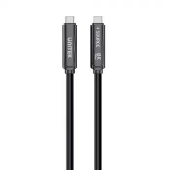 UNITEK USB-C aktīvais optiskais kabelis 10m 10Gbps PD60W 8K@30Hz Melns