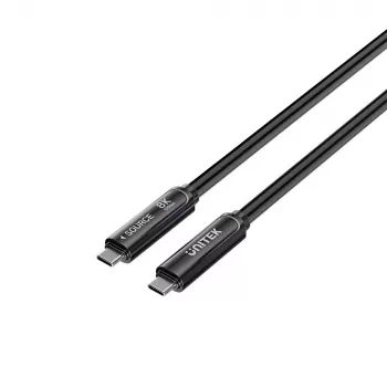 UNITEK USB-C aktīvais optiskais kabelis 10m 10Gbps PD60W 8K@30Hz Melns