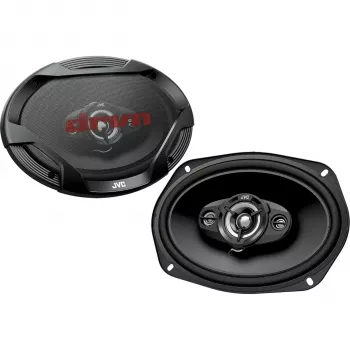 JVC CS-DR6942 6x9 collu 4-virzienu koaksiālie skaļruņi automašīnai, 500W maksimālā jauda, Carbon Mica zemfrekvences skaļrunis, PEI kupola tweeteri, komplekts