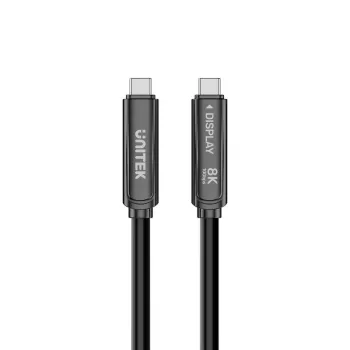 Unitek USB-C aktīvais optiskais kabelis 10Gbps PD60W 8K@30Hz 12m Melns