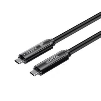 Unitek USB-C aktīvais optiskais kabelis 10Gbps PD60W 8K@30Hz 12m Melns