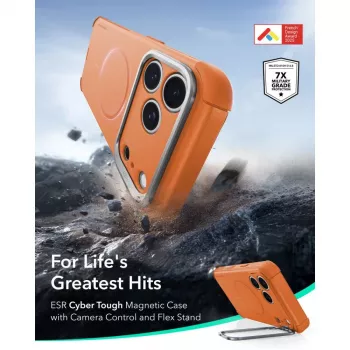 ESR Cyber Tough Kickstand MagSafe vāciņš iPhone 17 Pro / 18 Pro - oranžs