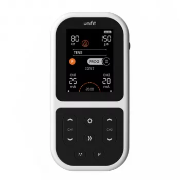 Tenscare Unifit Fitnesa atveseļošanās un sāpju mazināšanas TENS/EMS ierīce - 2 kanāli, 18 programmas, fona apgaismojuma LCD