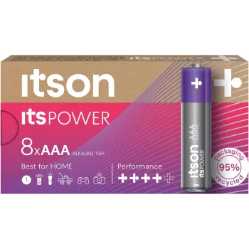 ITSON LR03IPO/8CB sārma AAA baterijas, 8 gab., 1,5 V, ilgs glabāšanas laiks