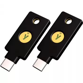 YubiKey 5C NFC drošības atslēga (melnā/zelta, 2 komplektā)