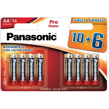 Panasonic Alkaline Power AA baterijas 16 gab. (10+6 bonuss) LR6 1,5V