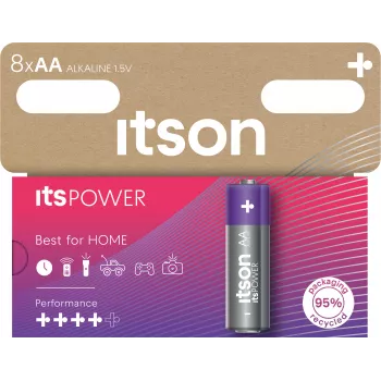 ITSON LR6IPO/8HH AA sārma baterijas, 8 iepakojums, 1,5 V, ilgs glabāšanas laiks, bez dzīvsudraba