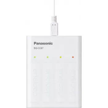Panasonic eneloop BQ-CC87USB lādētājs ar 4 x 1900 mAh baterijām (K-KJ87MCC40USB)