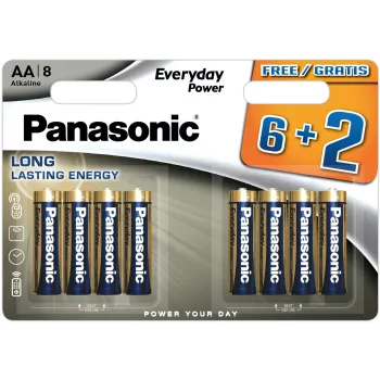 Panasonic Everyday Power sārma AA baterijas LR6 8 gab. blisterī (6+2 bonus)