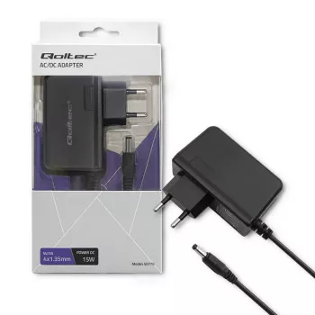 Qoltec 15W sienas barošanas bloks 5V/3A ar 4.0x1.35mm DC savienotāju