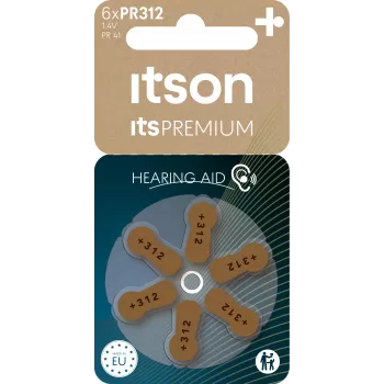 ITSON PR312(41)IT/6RM cinka-gaisa dzirdes aparāta baterijas 312. izmērs (brūna cilpiņa) – 6 iepakojums