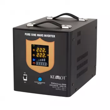 KEMOT PROsinus-2000 Tīrā sinusa UPS pārveidotājs 12V uz 230V 2000VA/1200W ar lādēšanas funkciju - Melns