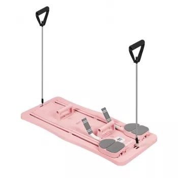 REBEL RBA-3069-PK 9-in-1 Pilates stienis ar pretestības lentām, durvju enkuru, kāju siksnām un somu – Rozā