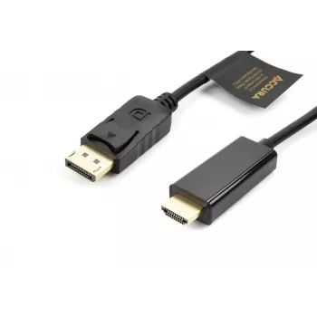 Accura DisplayPort uz HDMI kabelis 3.0m 4K@60Hz 18Gbps HDCP 2.2, zeltīti kontakti, melns