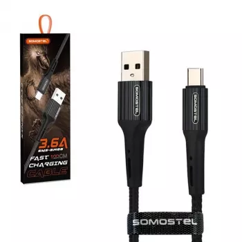 Somostel USB-A uz USB-C Quick Charge 3.0 kabelis 1m Melns