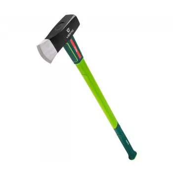 Verto 05G203 600 mm šķelšanas cirvis ar šķiedras stikla kātu un asmens aizsargu, 1,25 kg rūdīta tērauda galva, ergonomisks neslīdošs satvēriens, zaļš/melns