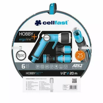 Cellfast HOBBY ATS2 Smidzinātāju komplekts 20m 1/2 collu 8 režīmu rotējošais smidzinātājs ar ātro savienojumu