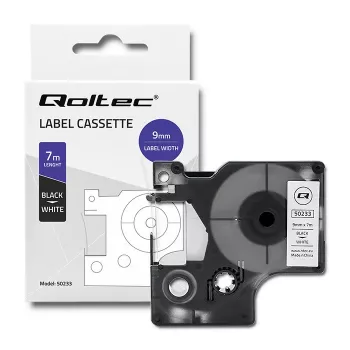 Qoltec DYMO D1 saderīga lente 40913, 9mm x 7m, balta ar melnu druku
