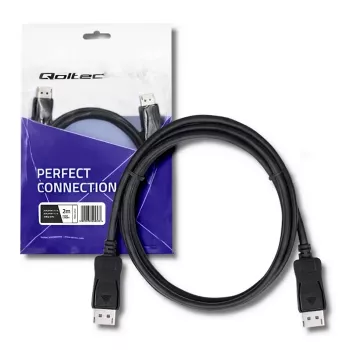 Qoltec DisplayPort 1.1 kabelis, vīrietis-vīrietis, 4K, 2m, melns