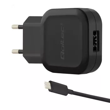 Qoltec 12W 5V 2.4A USB + USB-C sienas lādētājs