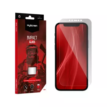 MYSCREEN PROTECTOR MS ImpactGLASS Hybrid Glass ekrāna aizsargs iPhone 12/12 Pro 6,1 collu, melns, Anti-Shock 8H