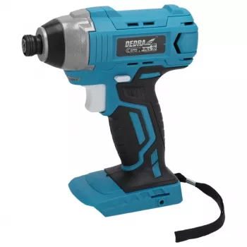 DEDRA DED7045 18V bezsuku bezvadu triecienskrūvgriezis ar 170 Nm maksimālo griezes momentu, 1/4 inch sešstūra patronu, 3 ātrumu elektronisko vadību, LED apgaismojumu, jostas klipsi un mīkstu rokturi – tikai instruments