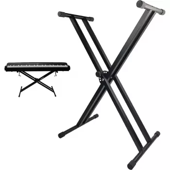 MOZOS KSX1 X-tipa tastatūras statīvs klaviatūrām un digitālajām klavierēm, vienreizēji pastiprināts tērauds, 25 kg slodze, 650-980 mm augstums, salokāms