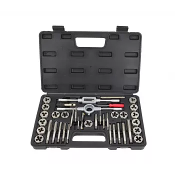 AWTOOLS 40 daļu vītņu griešanas komplekts, metriskās M3-M12 un 1/8 collu NPT, leģētā tērauda komplekts ar atslēgām, soļa mērītāju un uzglabāšanas kasti