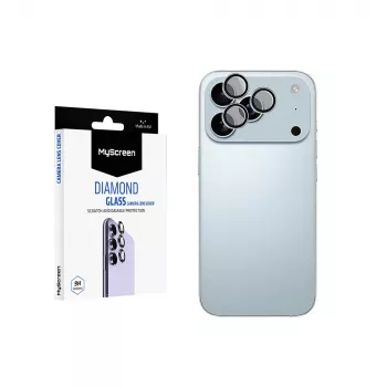 MyScreen Diamond Glass kameras objektīva aizsargstikls Apple iPhone 17 Pro Max - 9H rūdīts stikls, pret pirkstu nospiedumiem, bez burbuļiem, caurspīdīgs
