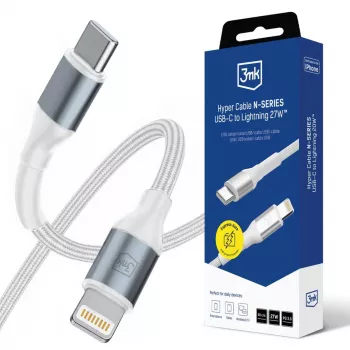 3mk Hyper Cable N-SERIES USB-C uz Lightning 0,5 m PD 3.0 9V/3A 27W balts