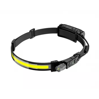 AWTOOLS AW BRIGHTBAR LED galvas lampa ar Black Line kustības sensoru - 500 lūmeni COB+XPE, USB-C uzlāde, IPX4