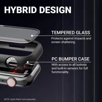 Crong Hybrid Watch Case ar rūdītu stiklu Apple Watch 40mm - Caurspīdīgs