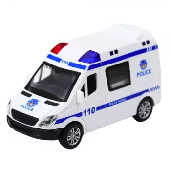 LEAN TOYS policijas auto un ātrā palīdzība – berzes darbināmi avārijas transportlīdzekļi ar gaismām un skaņām, atveramām durvīm, jaukts sortiments