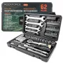 ROCKFORCE 1/4 collas piedziņas 62 daļu Chrome Vanadium uzgriežņu un uzgaļu komplekts