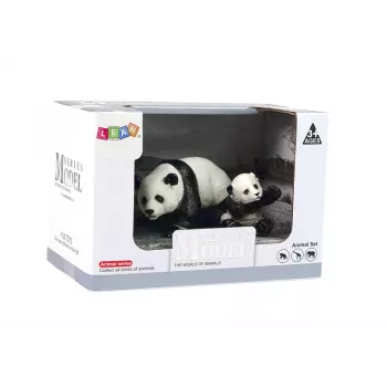 LEAN TOYS Pandu figūriņu komplekts ar mazuļa pandu – Animals of the World sērija